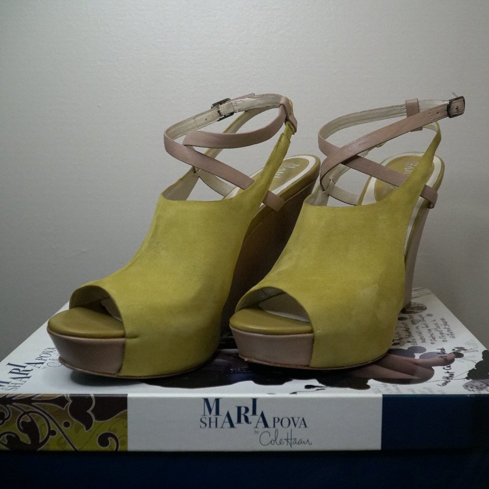 Cole Haan Lime Green Strappy Wedge Heels Size 10